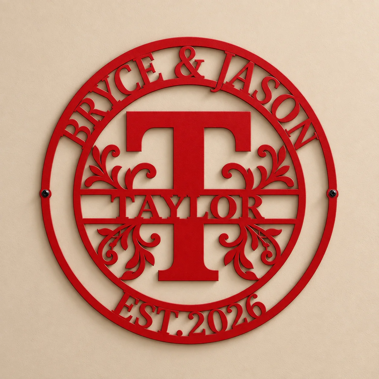 Heritage Family Monogram Metal Sign — mockup 7