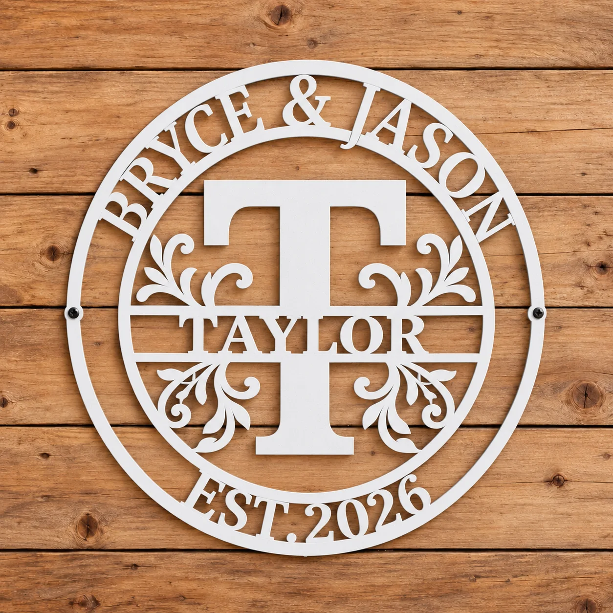 Heritage Family Monogram Metal Sign — mockup 6
