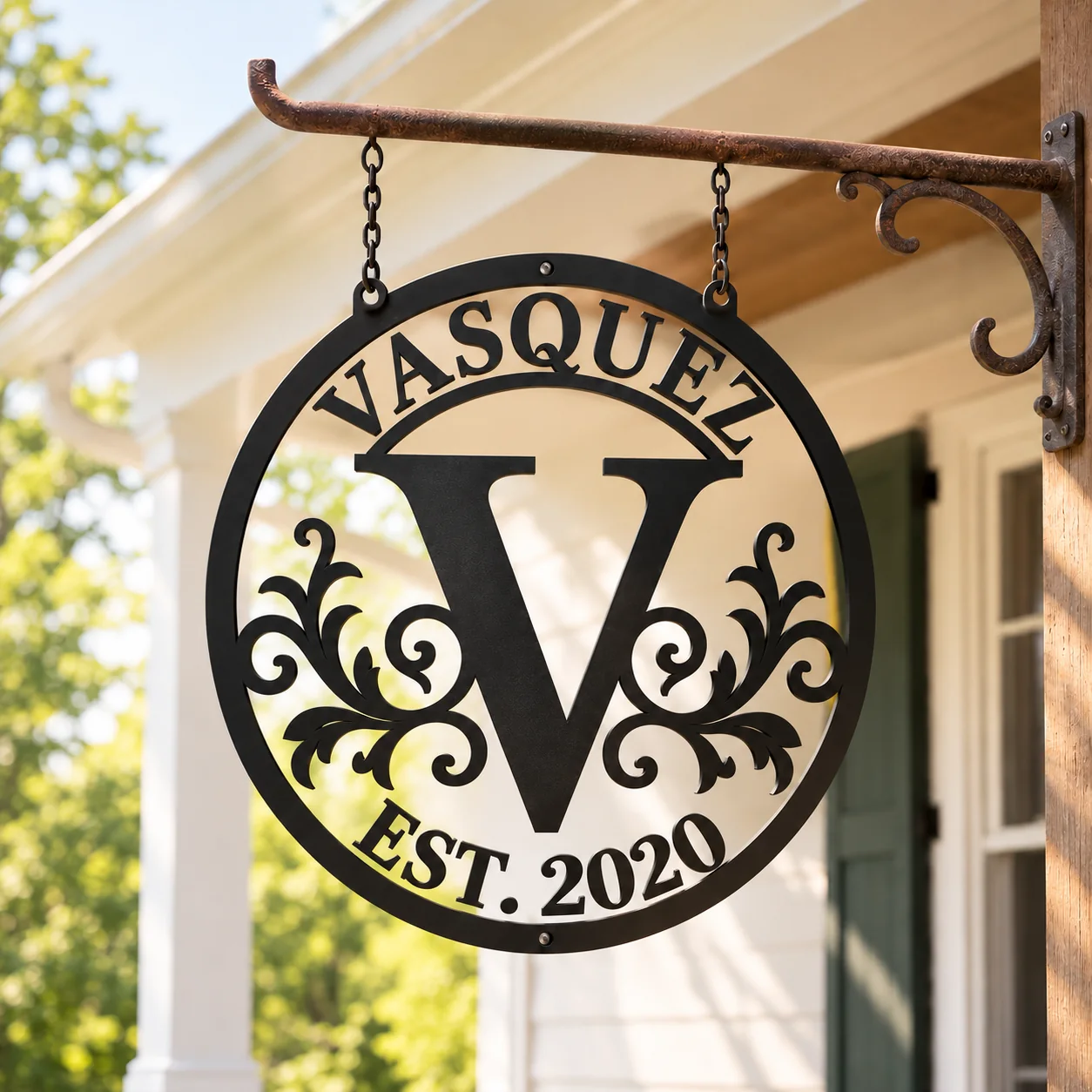 Established Year Family Monogram Metal Sign — mockup 2