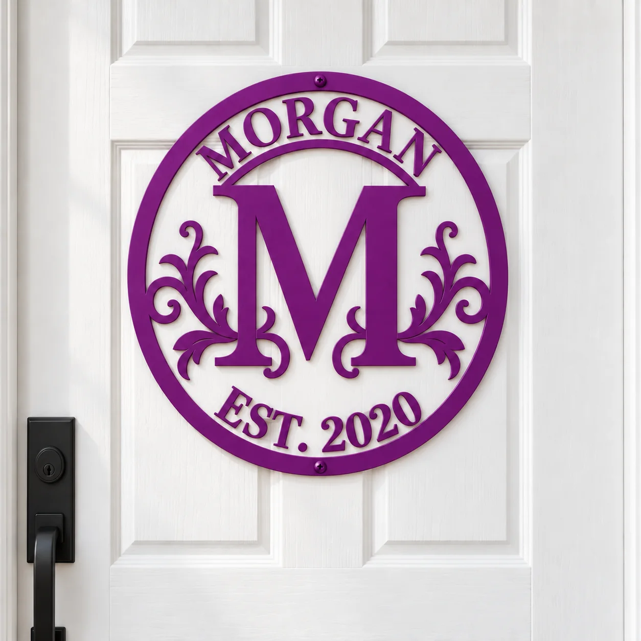 Established Year Family Monogram Metal Sign — mockup 6
