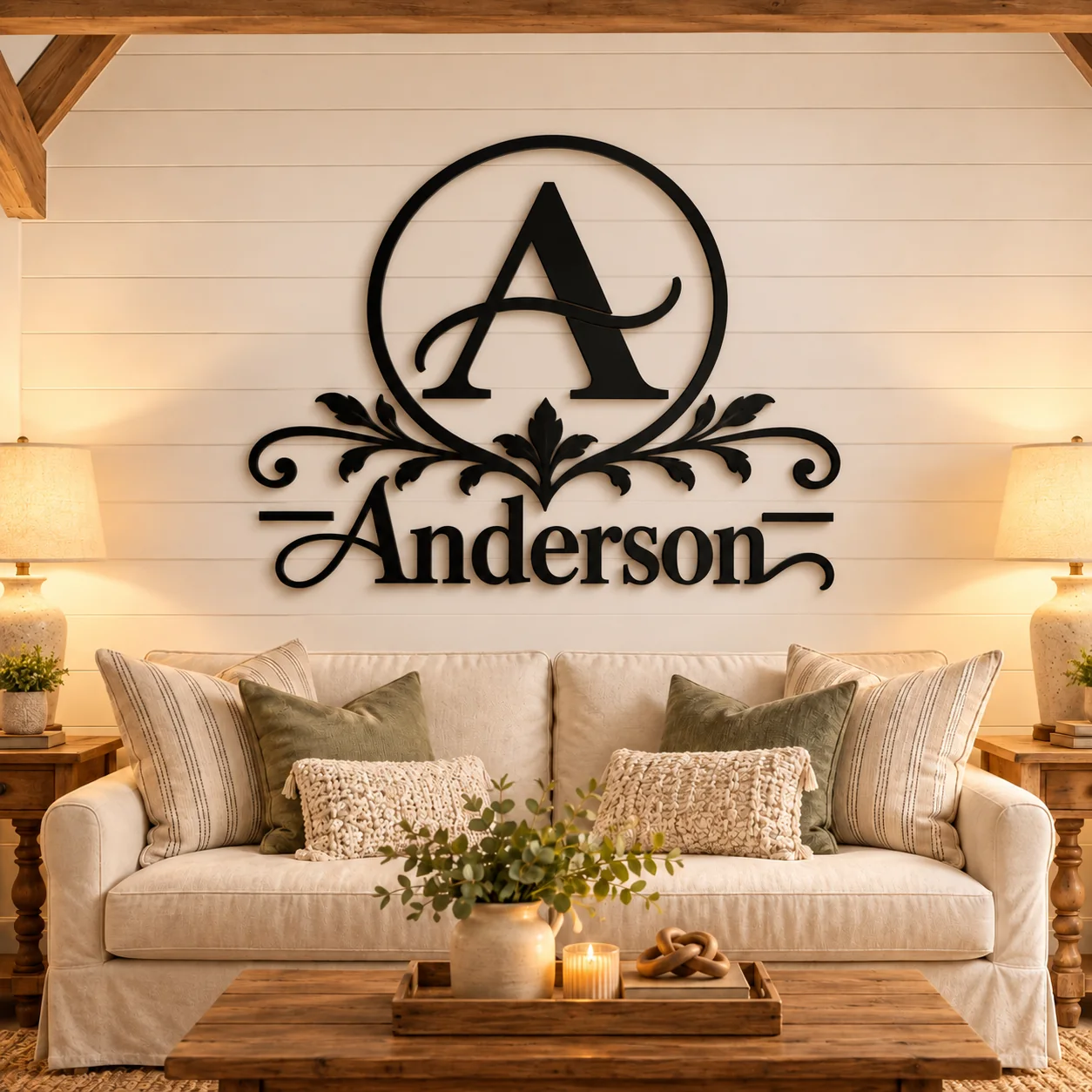 Elegant Script Family Name Metal Sign — mockup 4