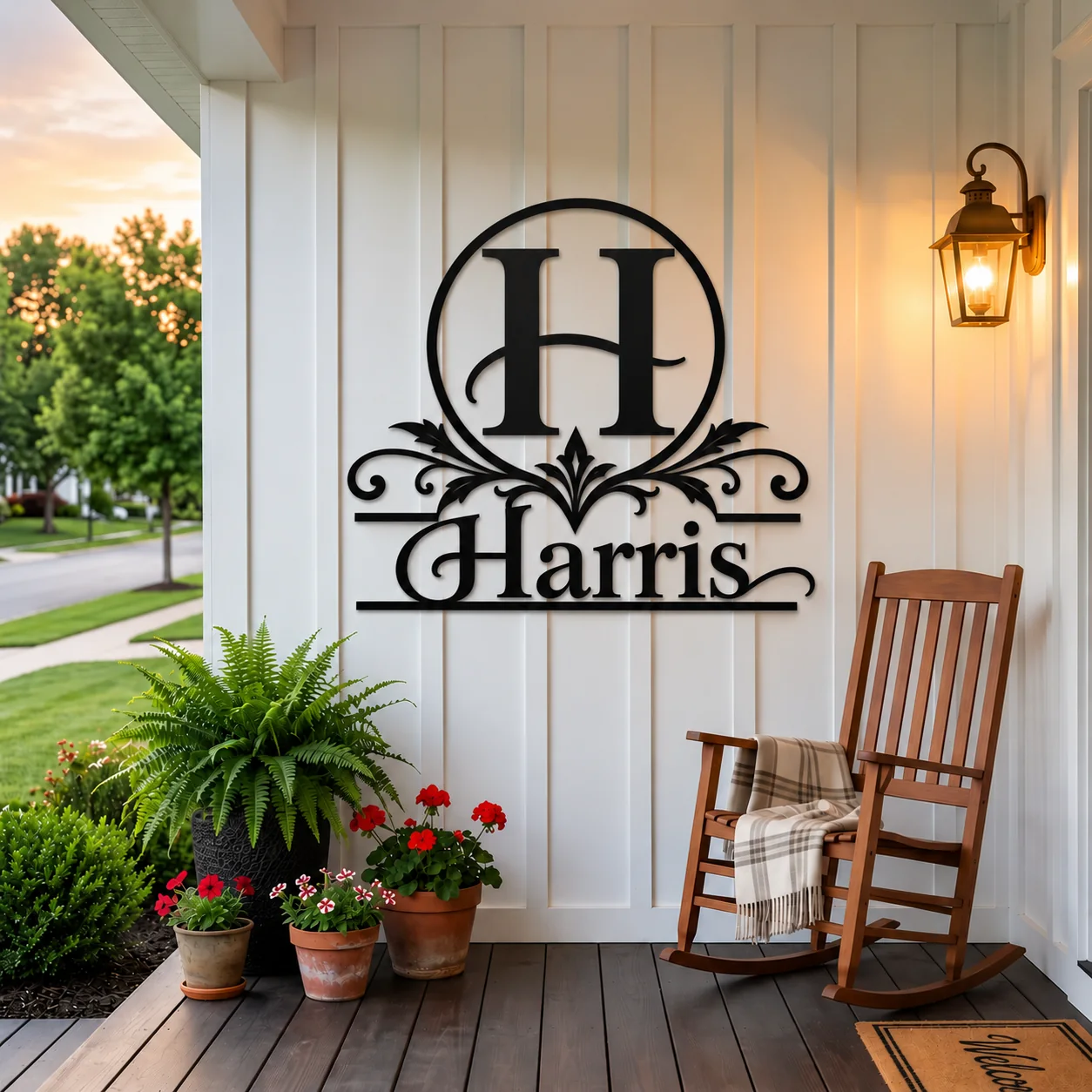 Elegant Script Family Name Metal Sign — mockup 7